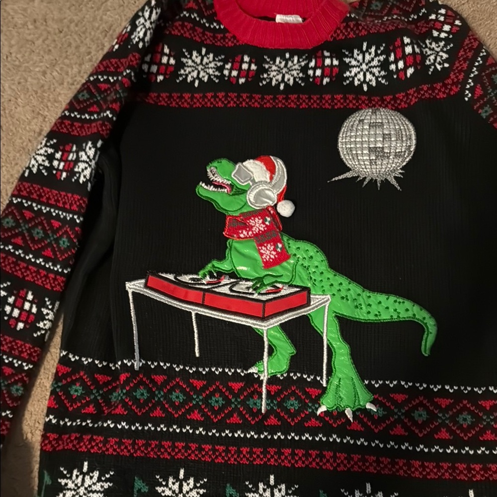 Festive Dinosaur DJ Sweater